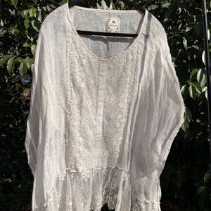 Namsar Embroidered Linen Lace Tunic – One Size